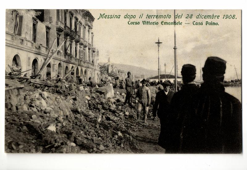 A3P28-e_1.jpg - Messina dopo il terremoto del 28 dicembre 1908 - Corso Vittorio Emanuele - Casa Paino.