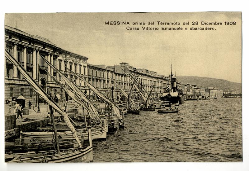 A3P3-e_1.jpg - Messina prima del Terremoto del 28 Dicembre 1908. Corso Vittorio Emanuele e sbarcadero.